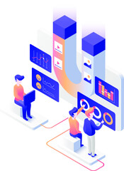 Content analysis, vector isometry, for web design, templates and more