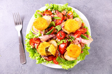 mixed vegetable salad with goat cheese