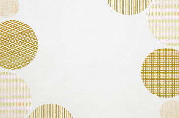 White washi paper texture with designed circular pattern. Abstract graceful Japanese style background.