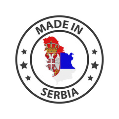 Made in Serbia icon. Stamp sticker. Vector illustration