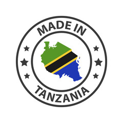 Made in Tanzania icon. Stamp sticker. Vector illustration - obrazy, fototapety, plakaty