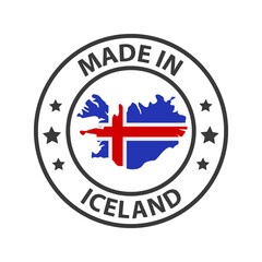 Made in Iceland icon. Stamp sticker. Vector illustration