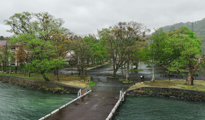 Fototapeta na wymiar Tourist jetty of Lake Towada in Aomori, Japan