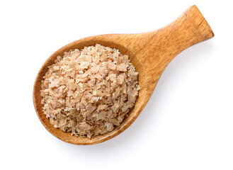 uncooked wheat bran isolated on the white background, top view