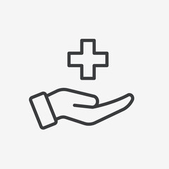 Obraz premium Insurance Medical Care Hand Flat Vector Icon