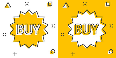 Online shopping star icon in comic style. Buy button cartoon vector illustration on white isolated background. E-commerce splash effect business concept.