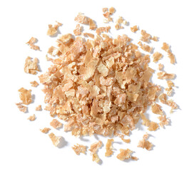 uncooked wheat bran isolated on the white background, top view