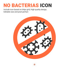 No bacterias, virus line icon with filled outline style isolated on white background. Vector graphics illustration covid 19 virus test linear sign symbol icon concept for healthcare, ui and web design