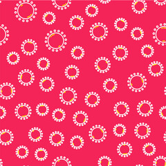 Line Sun icon isolated seamless pattern on red background. Vector