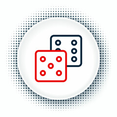 Line Game dice icon isolated on white background. Casino gambling. Colorful outline concept. Vector