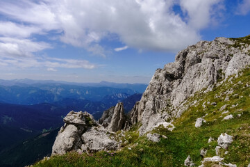 rocky mountain with wonderful view to other mountains
