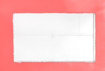 White  concrete frame with space on old pink wall blank background