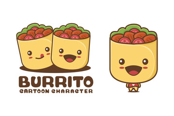 cute burrito mascot, food cartoon illustration