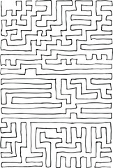 Abstract maze  labyrinth with entry and exit. Vector labyrinth. Manual labyrinth drawing. The game is a maze for fun.