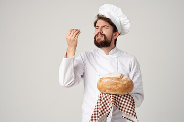 bearded man chef restaurant provision of services isolated background