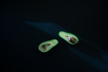 Vegetable fats in ripe avocado on table for healthy eating