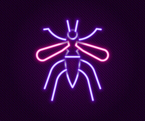 Glowing neon line Mosquito icon isolated on black background. Colorful outline concept. Vector