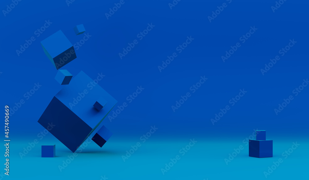 Poster abstract 3d render of composition with cubes, modern background design. 3d rendering