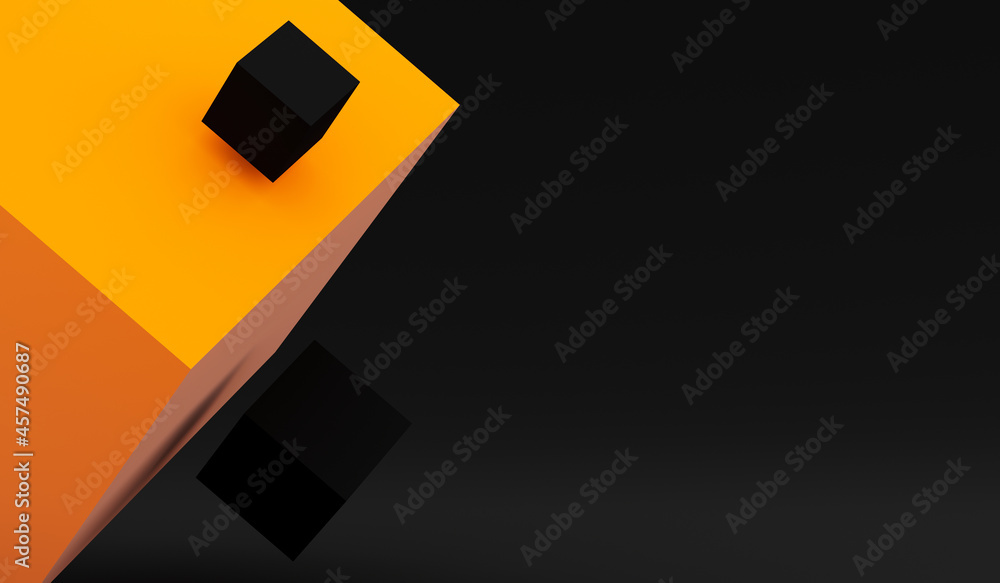 Poster abstract 3d render of composition with cubes, modern background design. 3d rendering