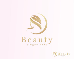 Obraz premium pure beauty logo creative salon women massage business emblem nature leave
