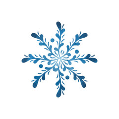 Winter blue snowflake on white background.