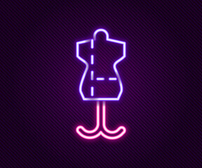 Glowing neon line Mannequin icon isolated on black background. Tailor dummy. Colorful outline concept. Vector
