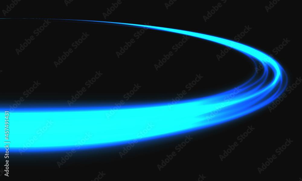 Aufkleber abstract blue light speed dynamic curve on black background technology vector illustration.