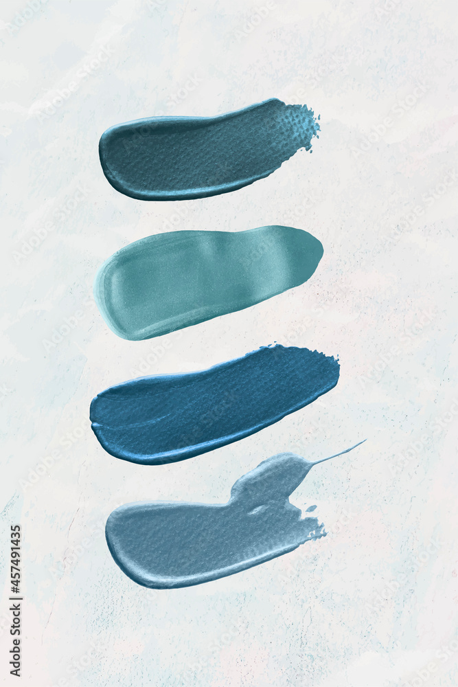 Poster Metallic blue brush strokes collection vector