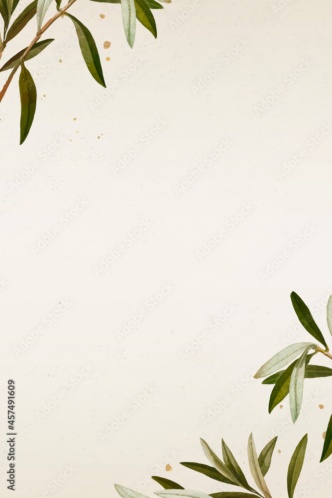 Poster olive branch pattern on a beige background template vector
