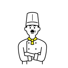 調理師さんのイラスト上半身 2色、黄色
