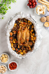 Stewed chicken soup with Chinese herbal medicine.  This soup very famous among chinese food and asian food as a healthy soup, food as medicine.