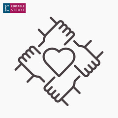 Partnership line icon on white background. Editable stroke.