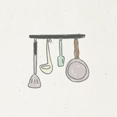 Doodle kitchenware equipment vector