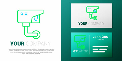 Line Security camera icon isolated on white background. Colorful outline concept. Vector
