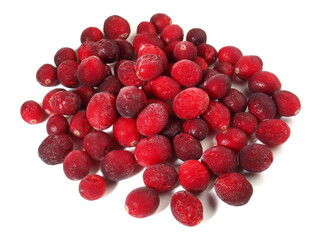 Frozen Cranberries isolated on white Background
