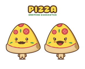 pizza slice mascot, food cartoon illustration