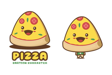  pizza slice mascot, food cartoon illustration