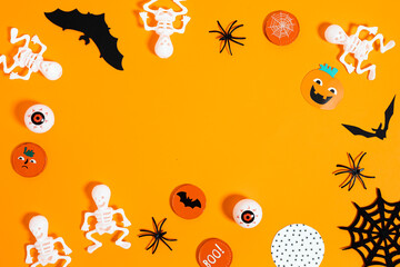 Halloween objects on simple background