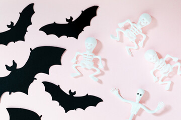 Halloween objects on simple background