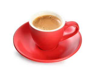 Cup of tasty coffee isolated on white