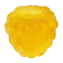 Delicious gummy yellow raspberry candy isolated on white