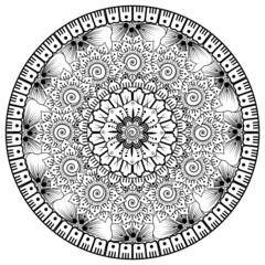 Circular pattern in the form of mandala with flower for henna, mehndi, tattoo, decoration. 