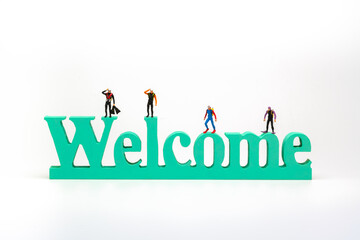 ようこそ!、歓迎します。（ウエルカム、Welcomeボード（MDF））