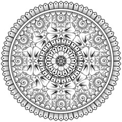 Circular pattern in the form of mandala with flower for henna, mehndi, tattoo, decoration. 