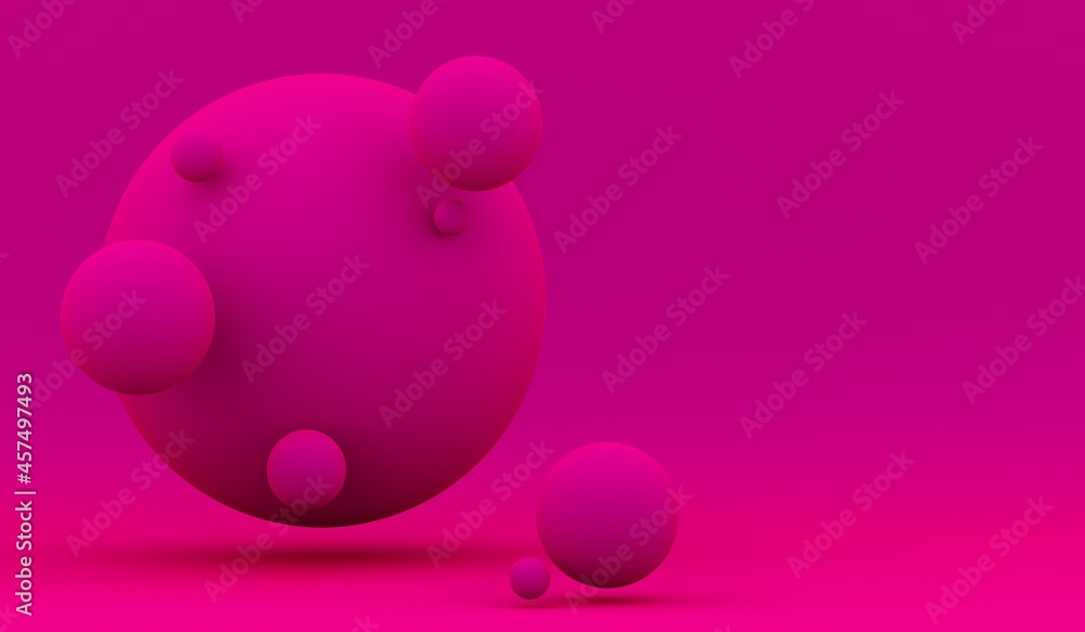 Poster abstract 3d render of composition with spheres, modern background design. 3d rendering