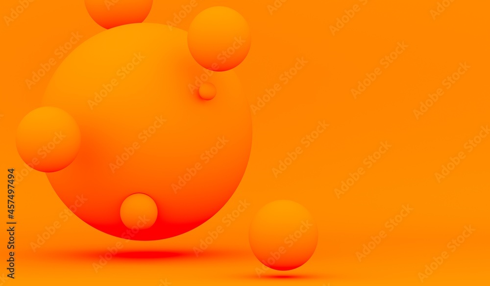 Poster abstract 3d render of composition with spheres, modern background design. 3d rendering