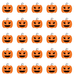 Halloween pumpkin pattern with glowing eyes