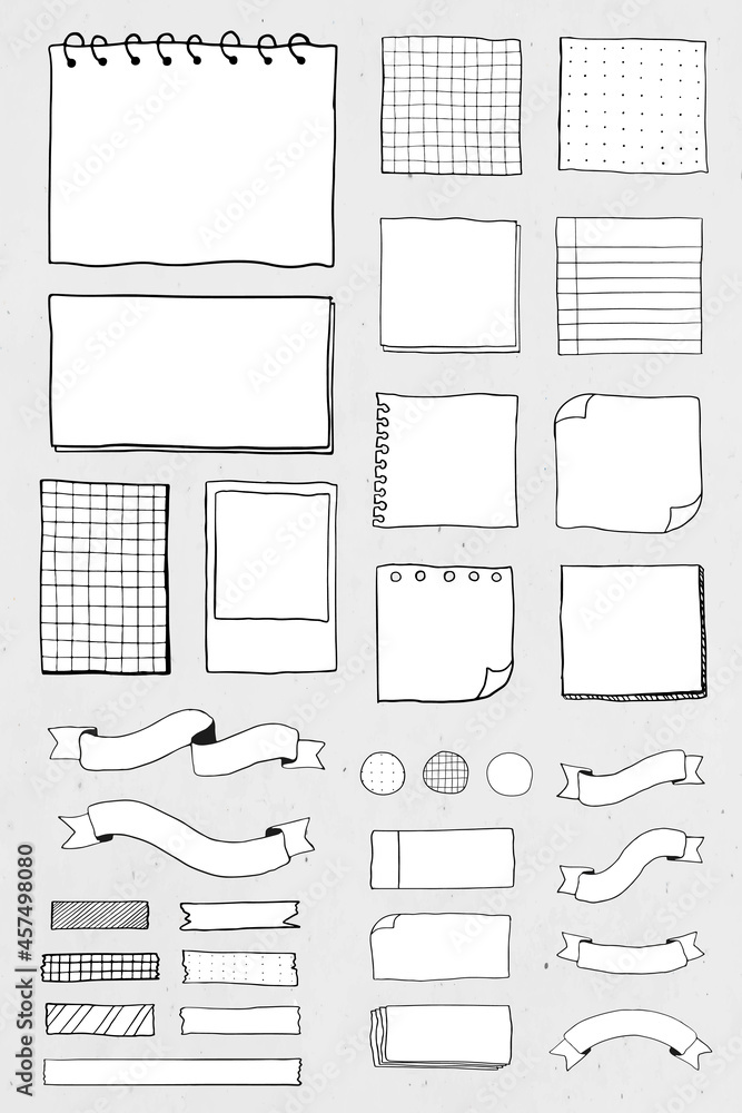 Sticker Blank reminder paper notes vector set