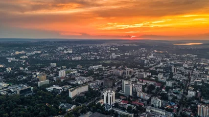 Poster Aerial drone view of Chisinau, Moldova © frimufilms