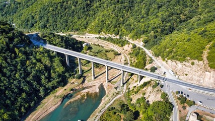 Aerial drone view of a bridge in Georgia